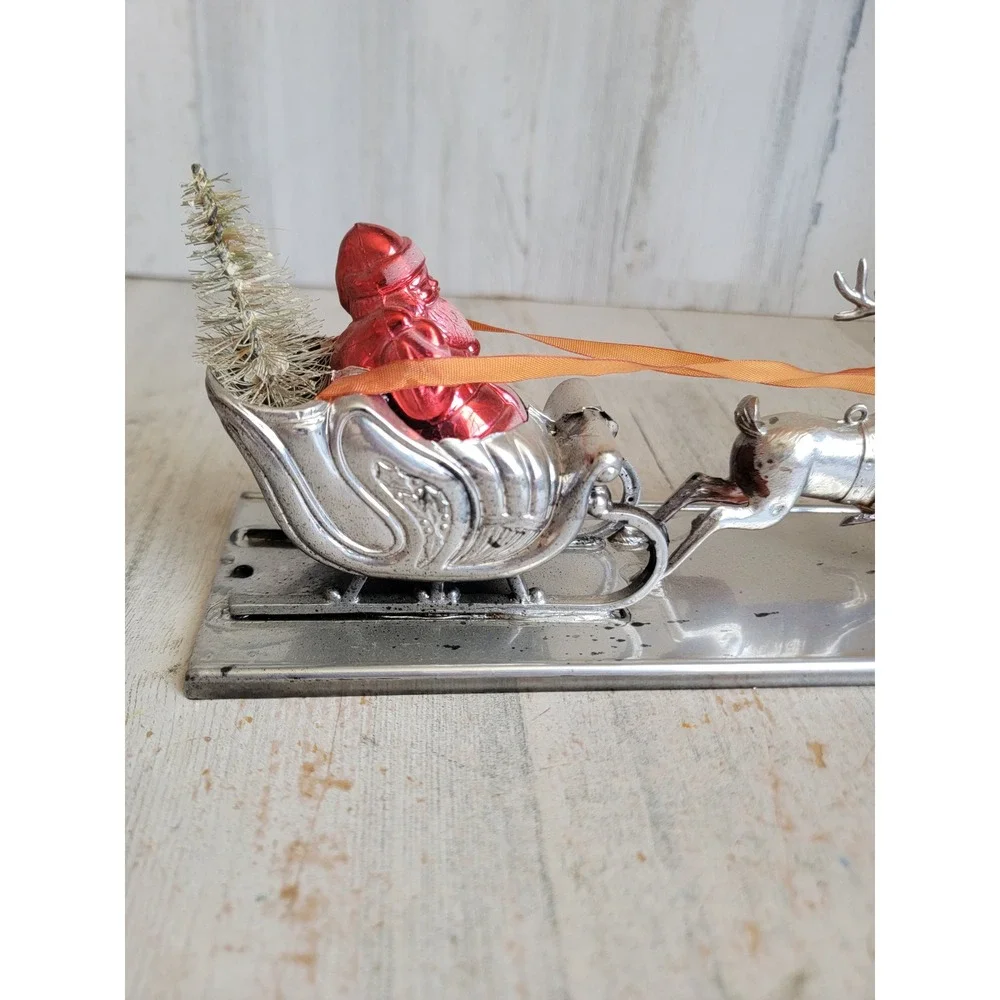 Santa Claus AS IS vintage sleigh unique table top Xmas home decor reindeer
